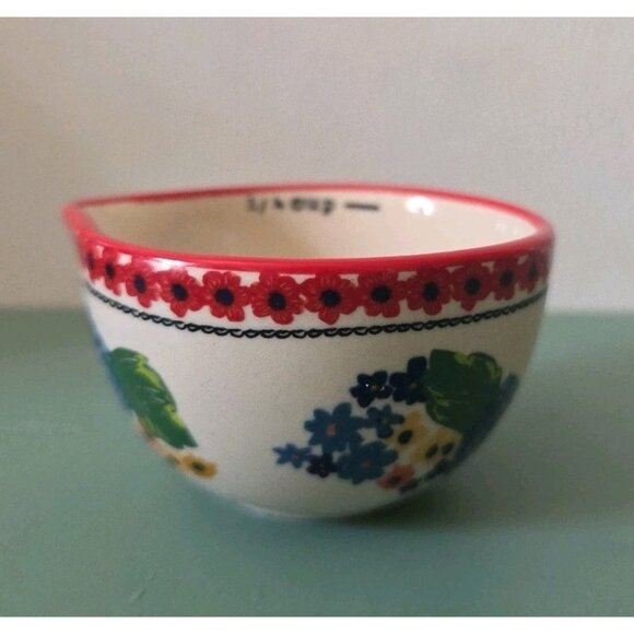 Set of 4 Pioneer Woman Stoneware Measuring Cups Floral - Picture 7 of 10